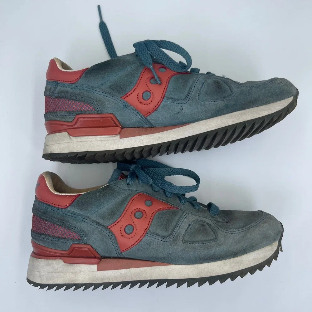 Saucony Shadow Original Mens Size 8.5 Blue Red Suede Low Top Lifestyle Sneakers